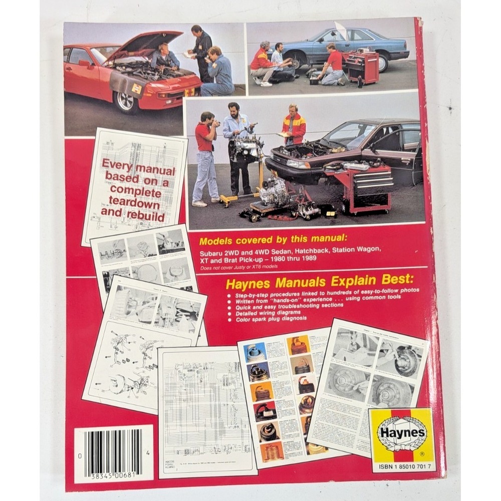 SUBARU 1600 and 1800 1991-1992 all models Haynes Automotive Repair Manual #681 - Picture 2 of 7